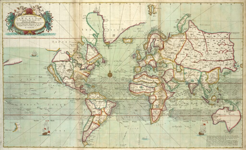 ​Samuel Thornton - A New and Correct Map of the World 1702 to 1707 A.D.
